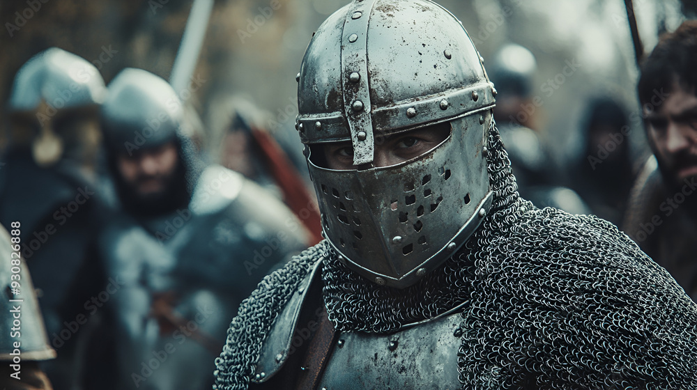 Medieval combat reenactment with metal armored soldi Armor of the Middle Ages, Toledo, Castilla La Mancha, Spain., Generative Ai Medieval combat reenactment with metal armored soldi Armor of the Middle Ages, Toledo, Castilla La Mancha, Spain., Generative Ai