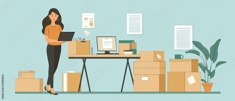 Asian Woman Managing Online Sales and Small Business from Home Office Asian Woman Managing Online Sales and Small Business from Home Office