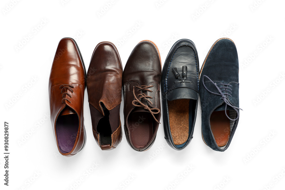 Man's shoes on white background. Top view Man's shoes on white background. Top view
