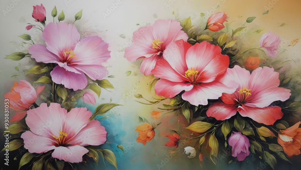Traditional hand painted floral design Traditional hand painted floral design