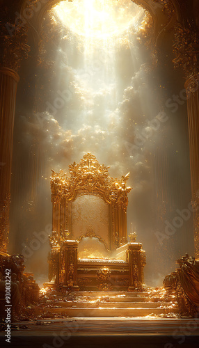 Divine Throne Room in the Kingdom of Heaven with Gold and Precious Stones photo