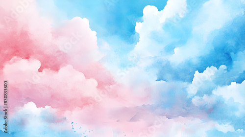 watercolor pastel pink with tranquil sky blue background. abstract creation with thick paint layers in shades of pink, blue, and orange. watercolor pastel pink with tranquil sky blue, Generative Ai