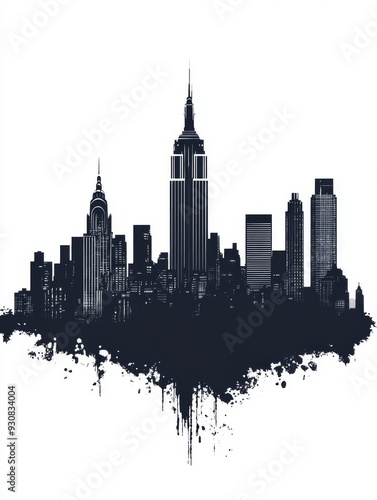 Wallpaper Mural New York City Skyline in Black and White Torontodigital.ca