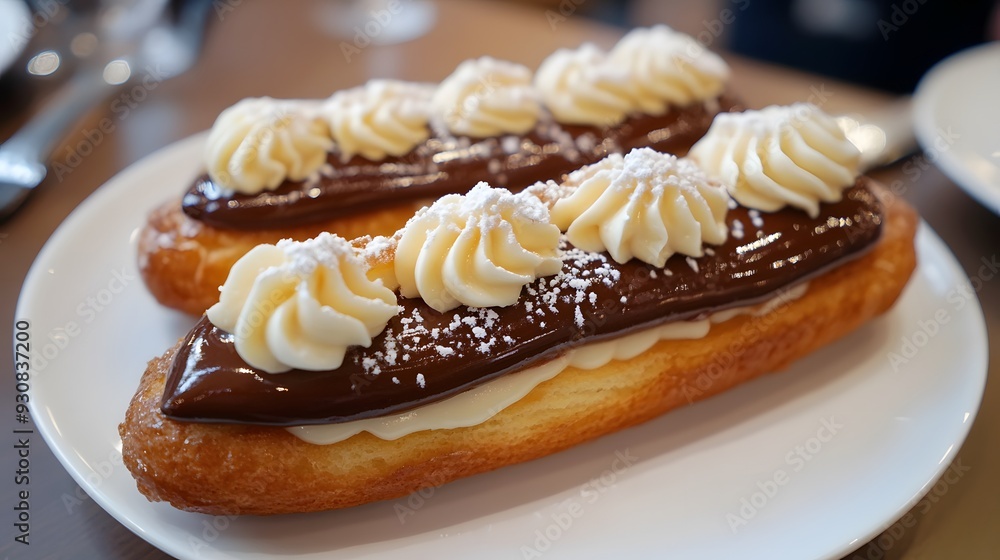 Eclaires On White Plate
Eclaires On White Plate