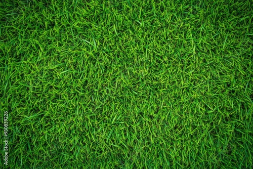 High-resolution top view of a lush green grass texture, ideal for a sports field or football playground, captured with sharp focus using a Sony Alpha A7 III.