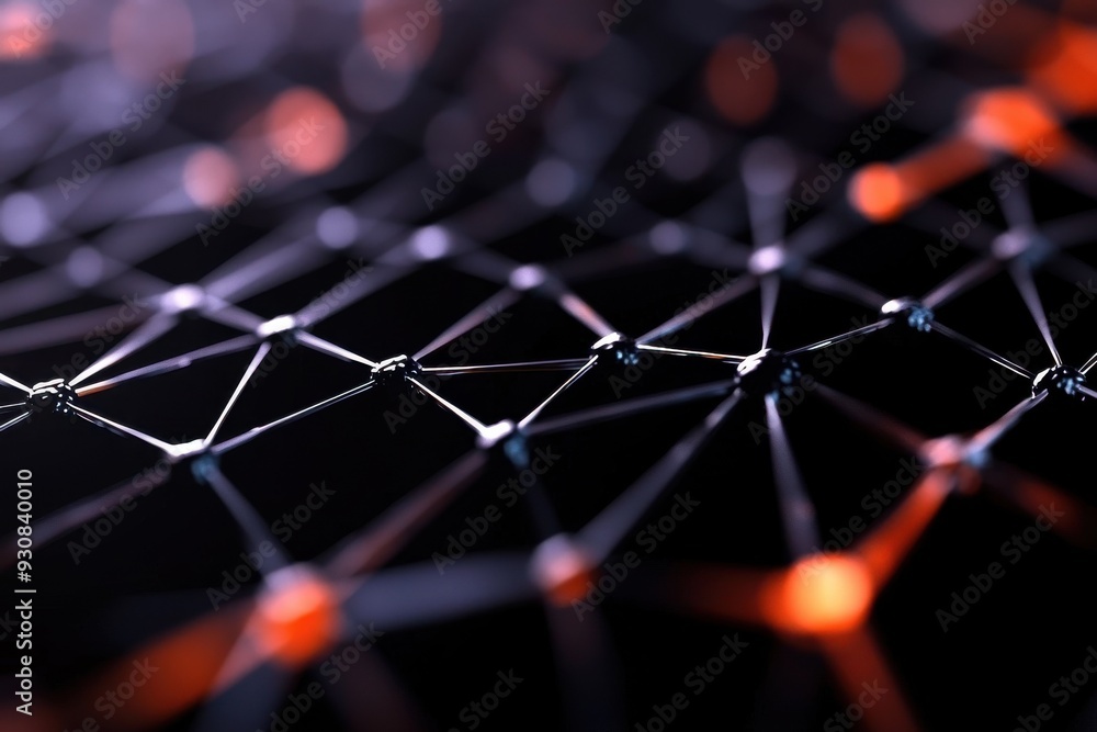 A close-up of an intricate network design with glowing nodes, showcasing modern textures and digital aesthetics. A close-up of an intricate network design with glowing nodes, showcasing modern textures and digital aesthetics.