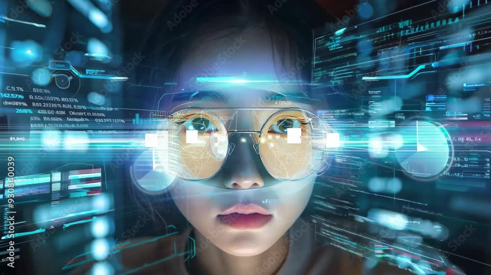 Asian woman working with virtual computer. Girl using holographic screen, surfing futuristic metaverse. Cyber world and digital data. Augmented reality, future innovative technology and programming Asian woman working with virtual computer. Girl using holographic screen, surfing futuristic metaverse. Cyber world and digital data. Augmented reality, future innovative technology and programming