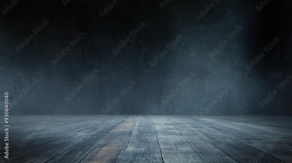 Empty dark room with fog and wooden floor, cinematic atmosphere Empty dark room with fog and wooden floor, cinematic atmosphere