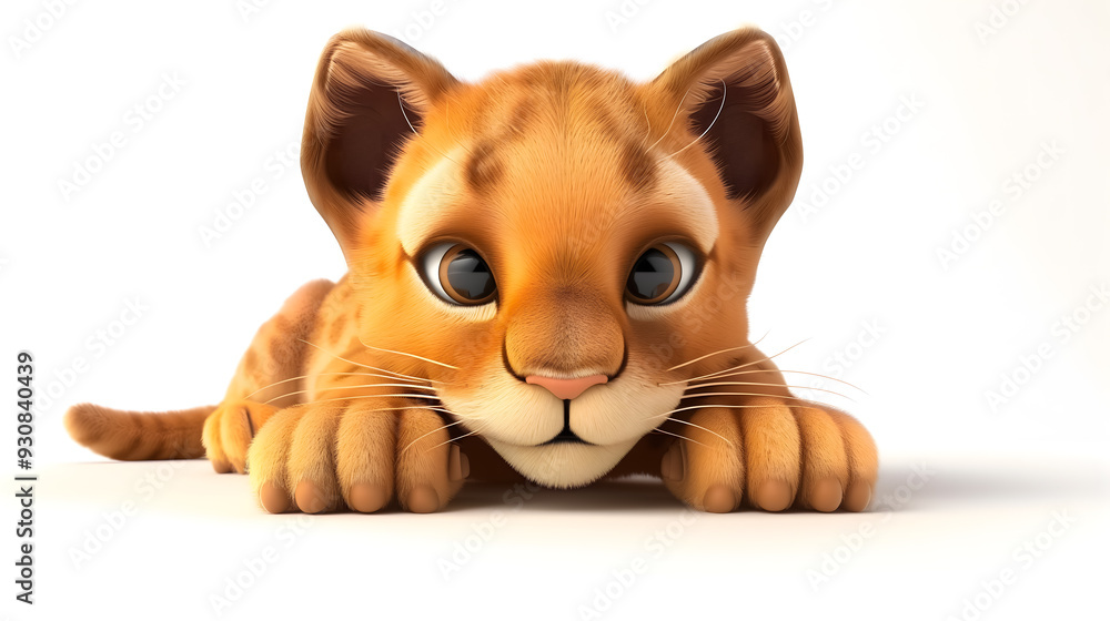 Cute 3D Cartoon Puma Isolated on White Background Cute 3D Cartoon Puma Isolated on White Background