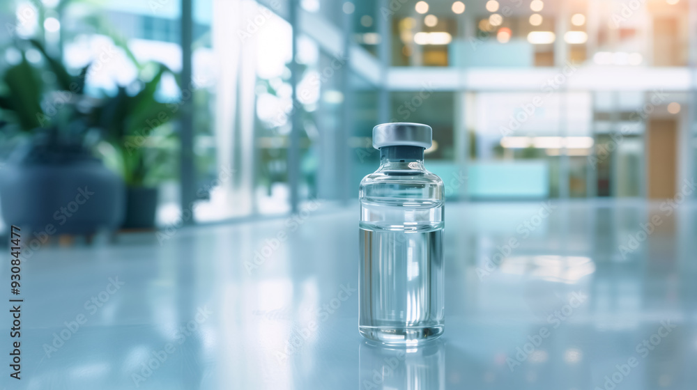 Clear Vaccine Ampoule in Modern Hospital Setting Clear Vaccine Ampoule in Modern Hospital Setting