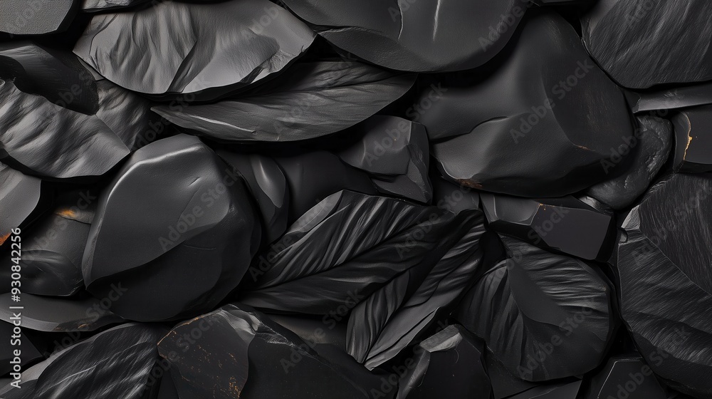 Abstract arrangement of matte black leaves and stones in a minimalist pattern, background texture, wallpaper
Abstract arrangement of matte black leaves and stones in a minimalist pattern, background texture, wallpaper
