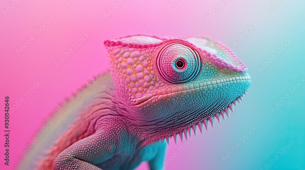 Fototapeta premium Chameleon isolated on colorful background