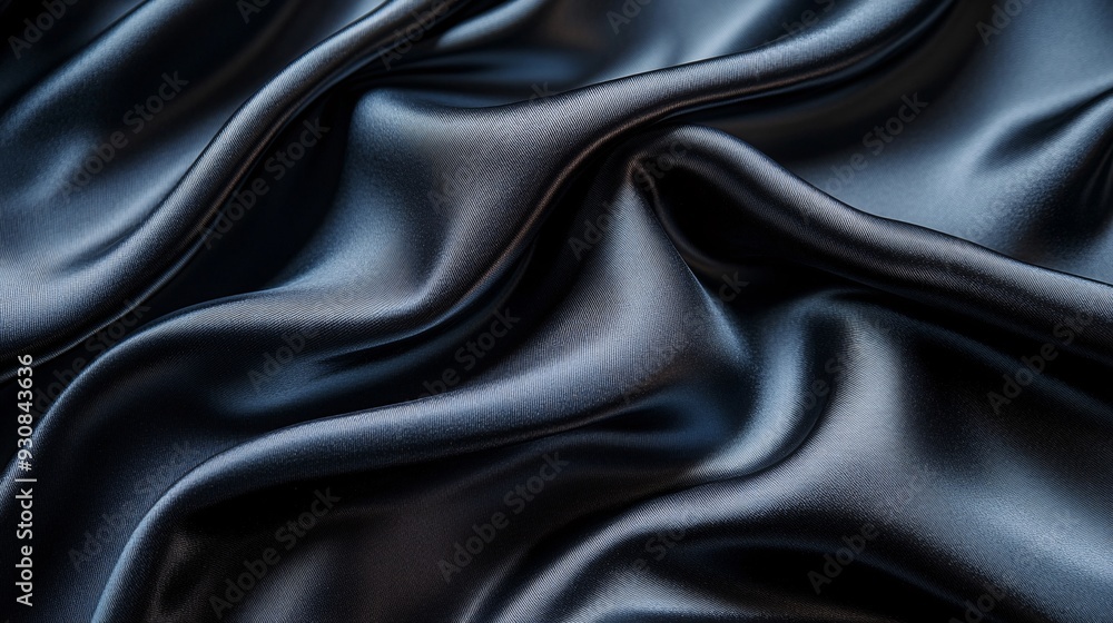Fototapeta premium Abstract luxury black fabric cloth texture background.