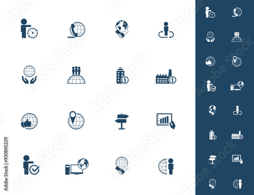 Universal business management and human resources icon set. Universal icons for web and mobile. Vector.	