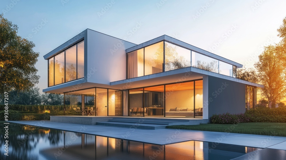 Fototapeta premium Modern Architectural Design with Conceptual Sketches and 3D Visualization