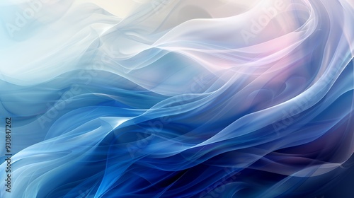 Abstract waves in blue and pink tones creating a serene and fluid visual effect.