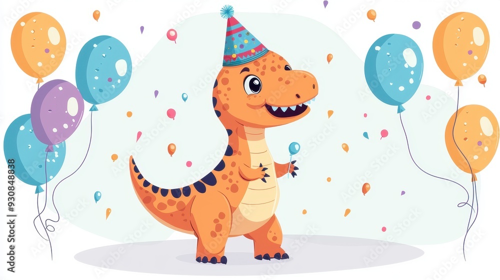 Cute Dinosaur Birthday Party with Balloons Cute Dinosaur Birthday Party with Balloons