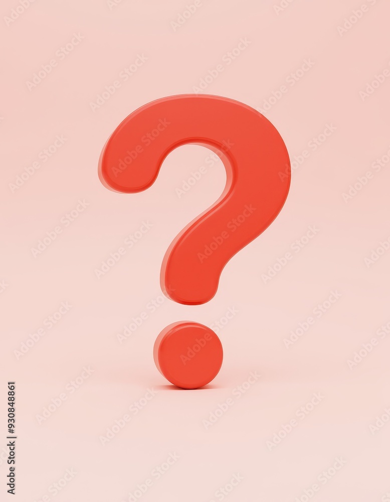 A large red question mark standing upright on a soft peach background, symbolizing inquiry, curiosity, and the quest for answers. A large red question mark standing upright on a soft peach background, symbolizing inquiry, curiosity, and the quest for answers.