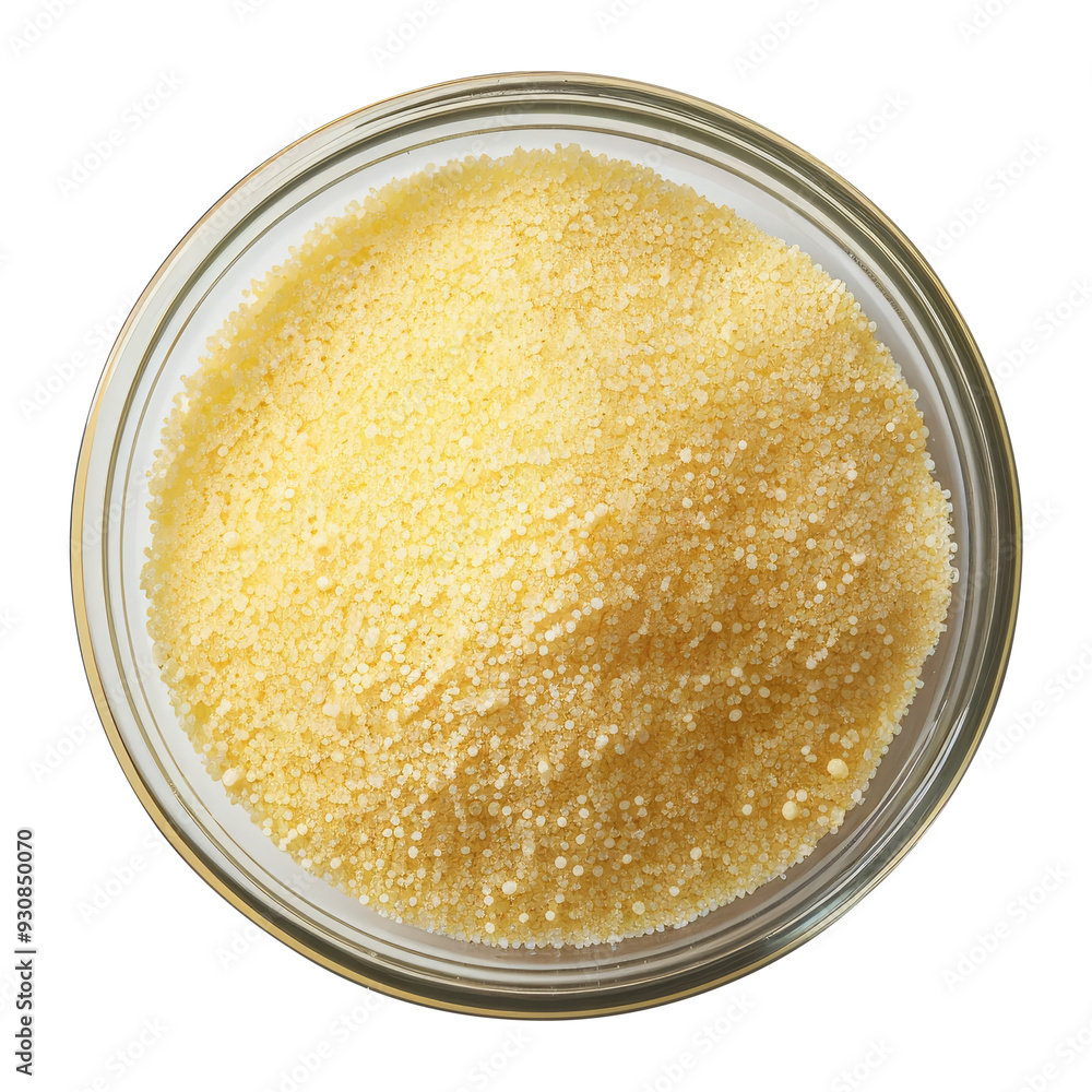 Semolina in a bowl isolated on transparent white background, clipping path Semolina in a bowl isolated on transparent white background, clipping path