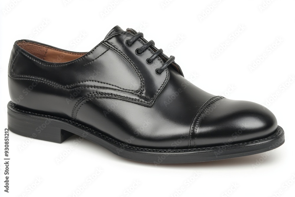 Classic black leather shoes on a white background symbolize timeless elegance in mens fashion Classic black leather shoes on a white background symbolize timeless elegance in mens fashion