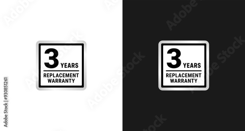 3 years warranty label or 3 years warranty logo vector isolated in flat style. The best 3 years replacement warranty label for product packaging design element and more.