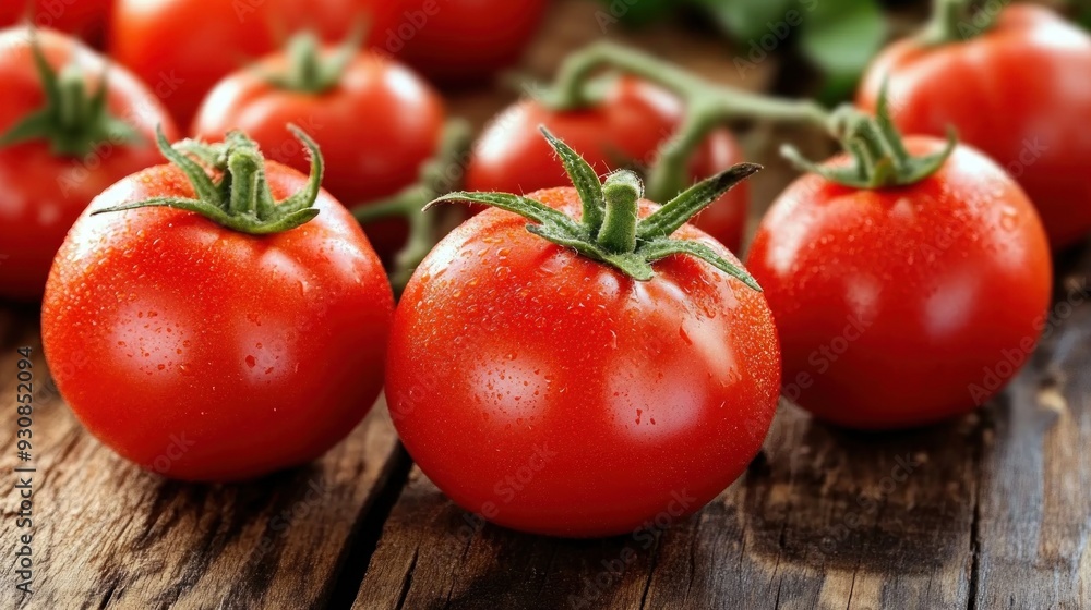 Fresh Red Tomatoes on Wooden Background Fresh Red Tomatoes on Wooden Background
