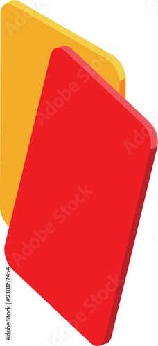 Red and yellow cards are overlapping, suggesting a penalty or warning during a sports match