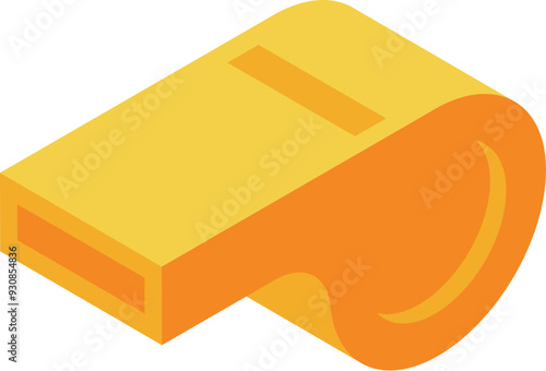 Yellow whistle is making a loud, high pitched sound, commonly used by a referee or official in a variety of sports and activities