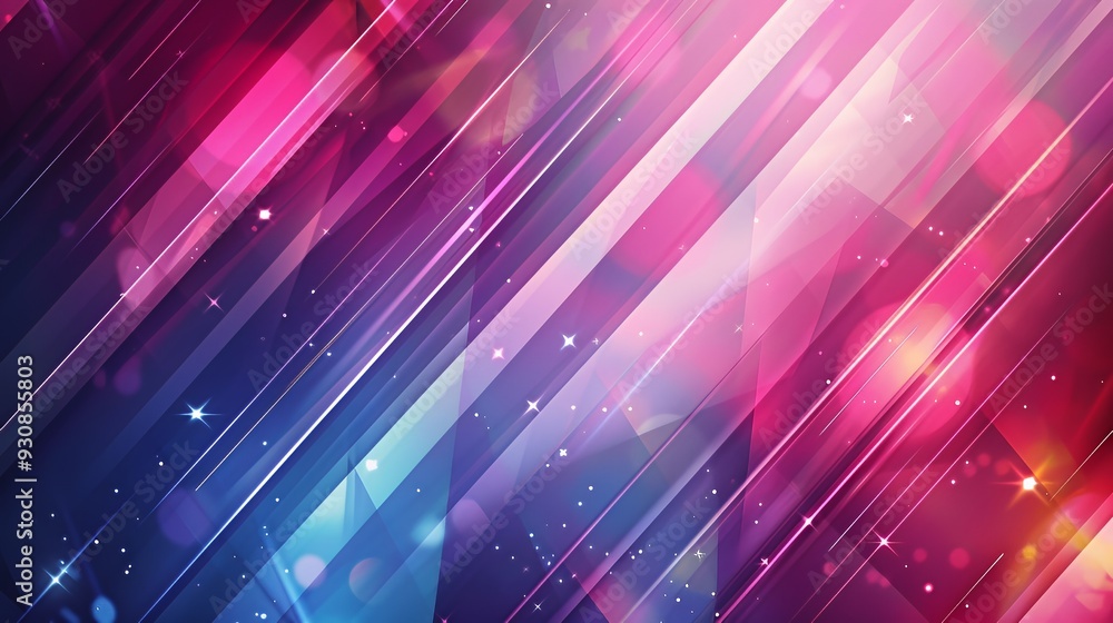 Abstract background with diagonal lines in shades of pink, white, and blue with blurred lights and sparkle effect. Abstract background with diagonal lines in shades of pink, white, and blue with blurred lights and sparkle effect.