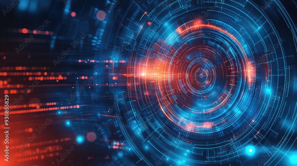 Abstract tech background with glowing circles. This image is perfect for illustrating digital concepts, technology advancements, and futuristic themes. Abstract tech background with glowing circles. This image is perfect for illustrating digital concepts, technology advancements, and futuristic themes.