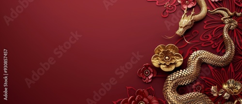 Wallpaper Mural Chinese new year still life of snake celebration. Chinese new year background 3d illustration. Chinese characters on the object means to fortune, good luck, wealth, and money flow. Torontodigital.ca
