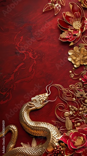 Chinese new year still life of snake celebration. Chinese new year background 3d illustration. Chinese characters on the object means to fortune, good luck, wealth, and money flow.