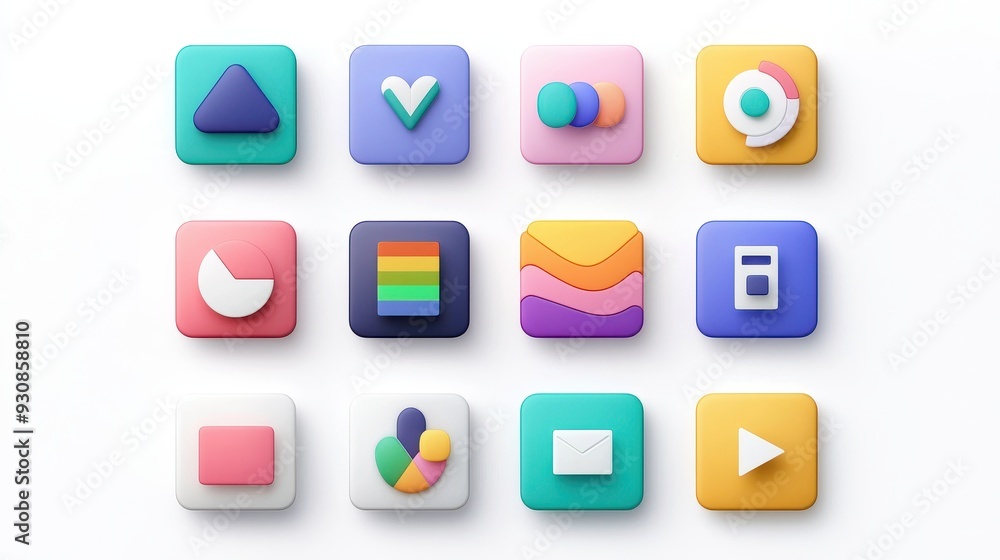 Colorful D App Icons on White Background Colorful D App Icons on White Background