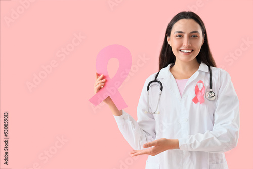Female doctor with pink rib...