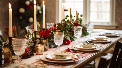 Table decor, holiday tablescape and formal dinner table setting for Christmas, holidays and event celebration, English country decoration and home styling inspiration