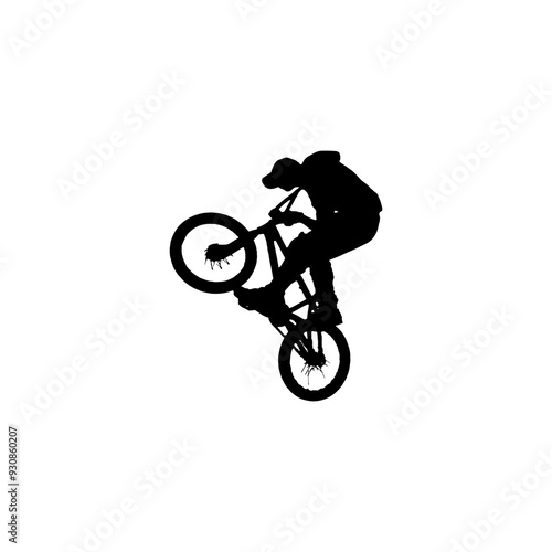 BMX bike player vector illustration for icon, symbol or logo. BMX bike player template logo. BMX player silhouette. bmx bike