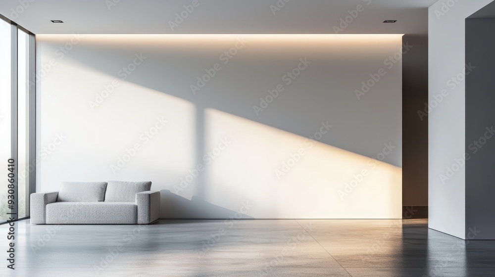 Modern Interior Design with Minimalist White Sofa and Light Modern Interior Design with Minimalist White Sofa and Light