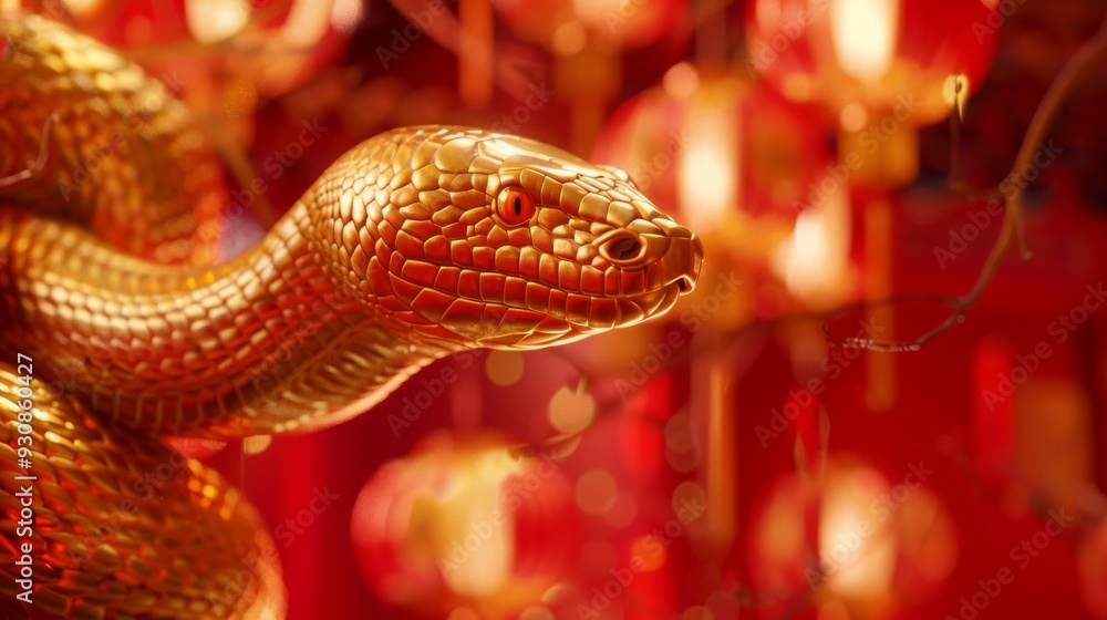 Happy chinese new year, year of the snake zodiac sign hanging beautiful lantern and flowers on red background. Happy chinese new year, year of the snake zodiac sign hanging beautiful lantern and flowers on red background.