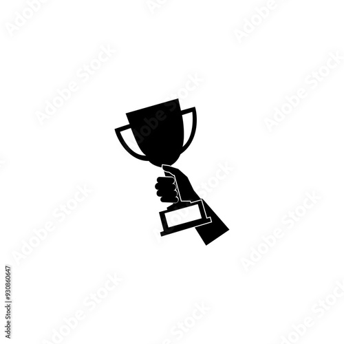 vector illustration of hand raising trophy for icon,symbol or logo. suitable for victory logo.winner icon