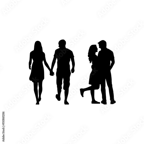 adult, beautiful, black, body, boyfriend, character, concept, couple, design, element, family, female, gender, girl, girlfriend, graphic, group, hands, happy, he and she, humans, husband.siluet couple
