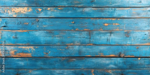 Old painted blue wood wall, vintage rustic texture or background 