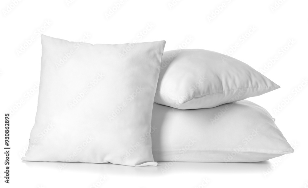 White Pillows The image features a set of three white pillows stacked together. The pillows are clean and plush, with a smooth, soft texture. They are perfect for adding comfort and support to any bed White Pillows The image features a set of three white pillows stacked together. The pillows are clean and plush, with a smooth, soft texture. They are perfect for adding comfort and support to any bed