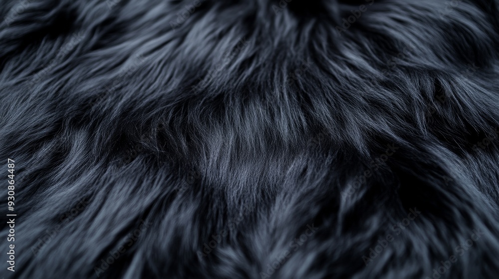 Naklejka premium Close-up of black faux fur texture