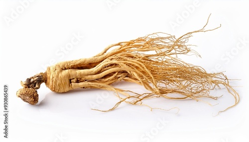 dried ginseng isolated white background photo