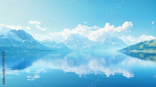 Wallpaper Mural Scenic lake in the snowy mountains with reflections and a panoramic view of the alps in winter Torontodigital.ca