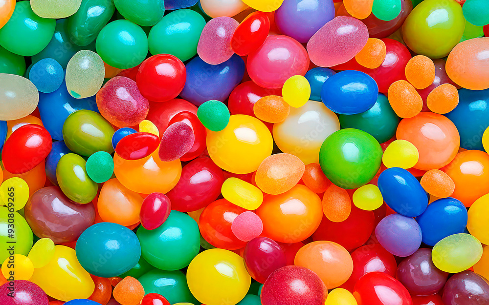 Obraz premium Textured background of multicolored sugar candies.Copy space