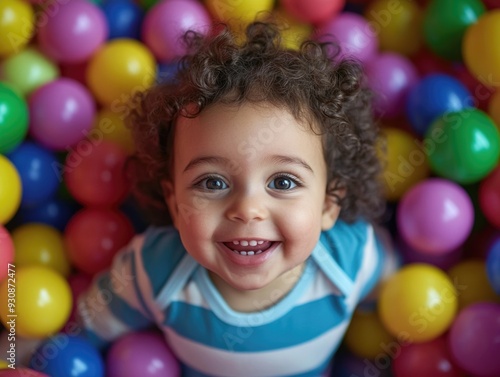 Happy Baby Amidst Colorful Balls