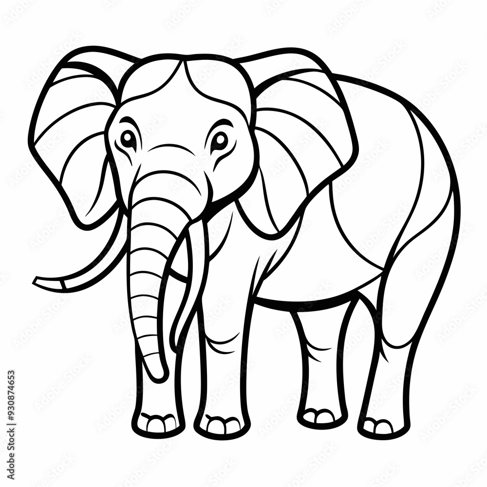 Isolated elephant line art Isolated elephant line art