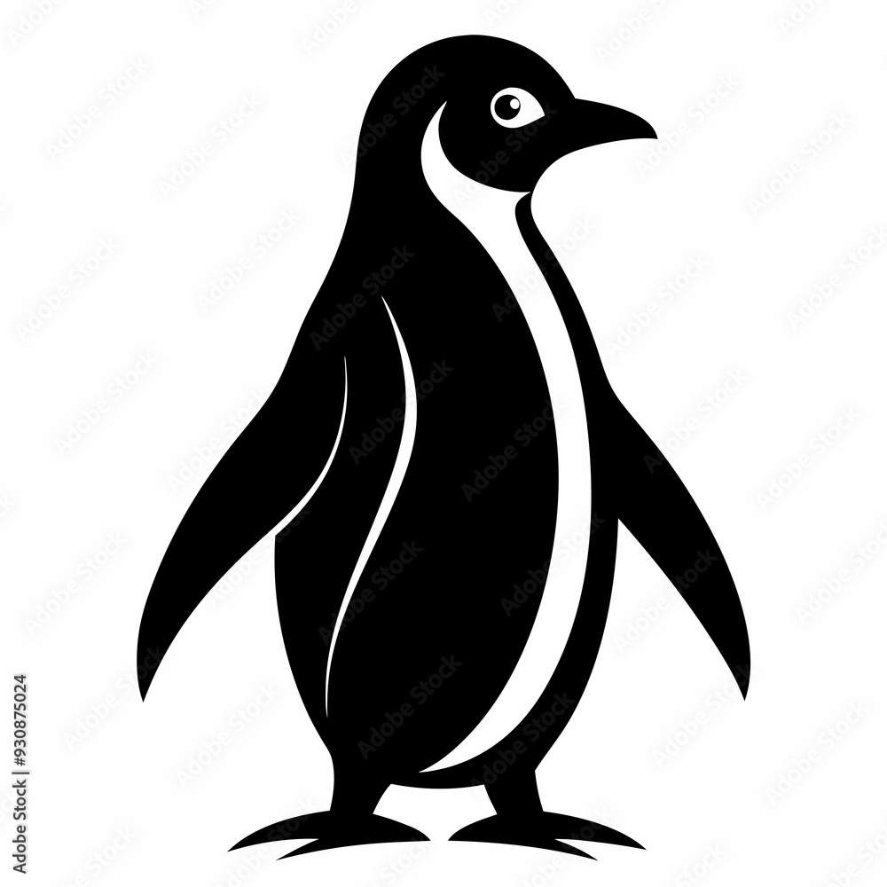 Naklejka premium Vector black silhouette of a penguin. Vector illustration of a black silhouette of a penguin.