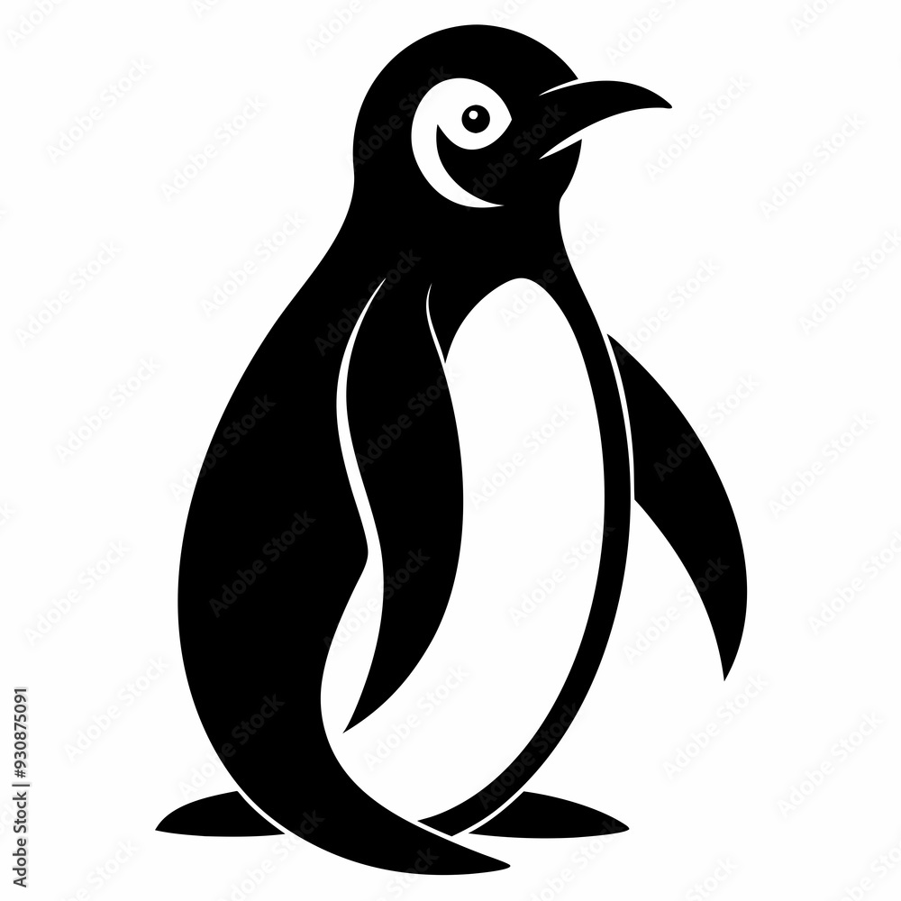 Obraz premium Vector black silhouette of a penguin. Vector illustration of a black silhouette of a penguin.